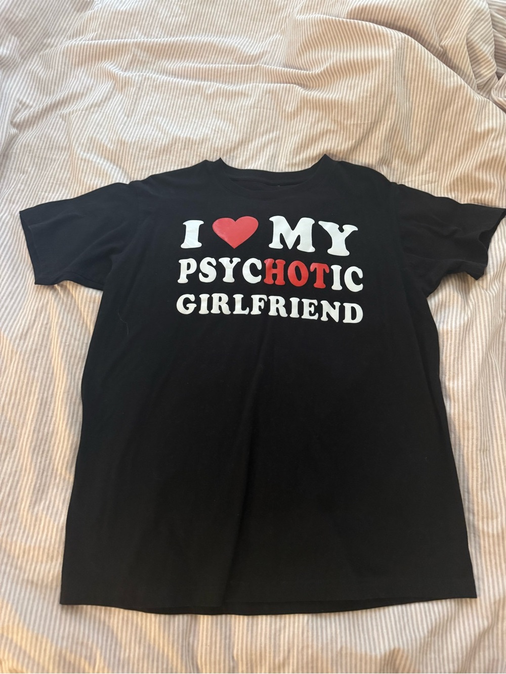 I ♥ My Psychotic Girlfriend Graphic Tee - Black with Red & White Print